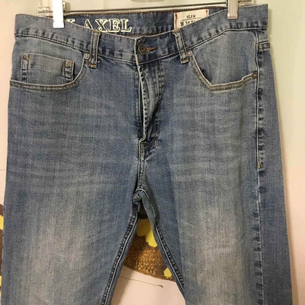 TK Axel Jeans~Mens Size 34x32~Slim Fit Straight Leg Blue Denim